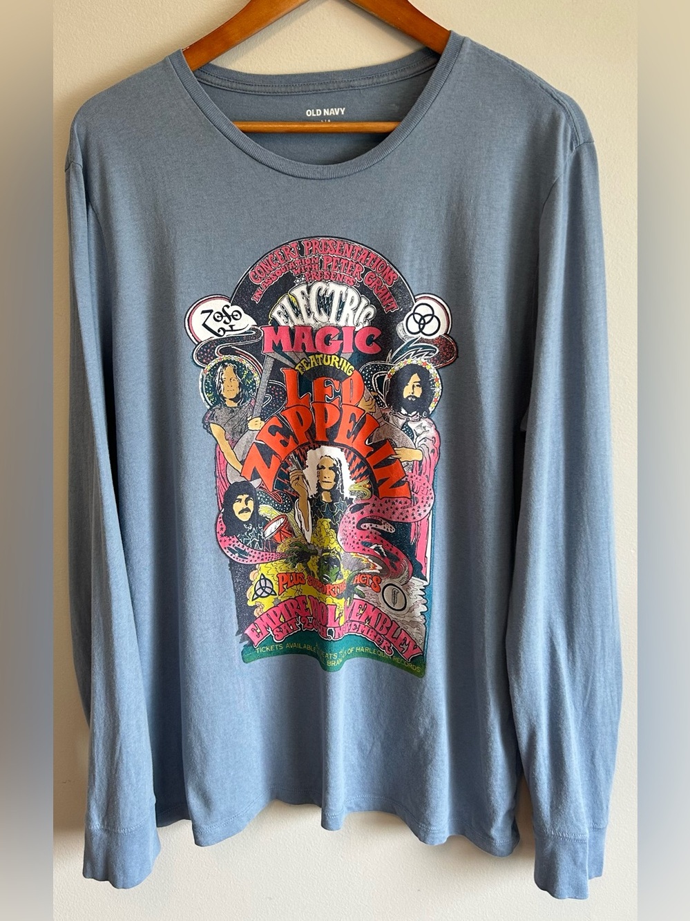 Old Navy Electric Magic Led Zeppelin Long-Sleeve Graphic T-Shirt Men’s L Blue